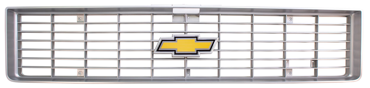 Premium Grille - OE Style w/ Foil Bowtie Emblem - Argent Gray - 73-74 Chevy C/K Pickup Blazer Suburban