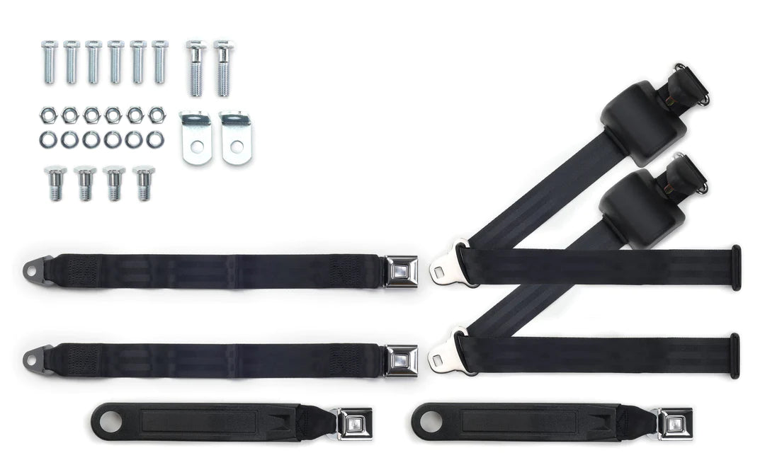 1973-91 GM or Chevrolet Truck Shoulder Belt Kit with Push Button Buckles – For Bucket Seats